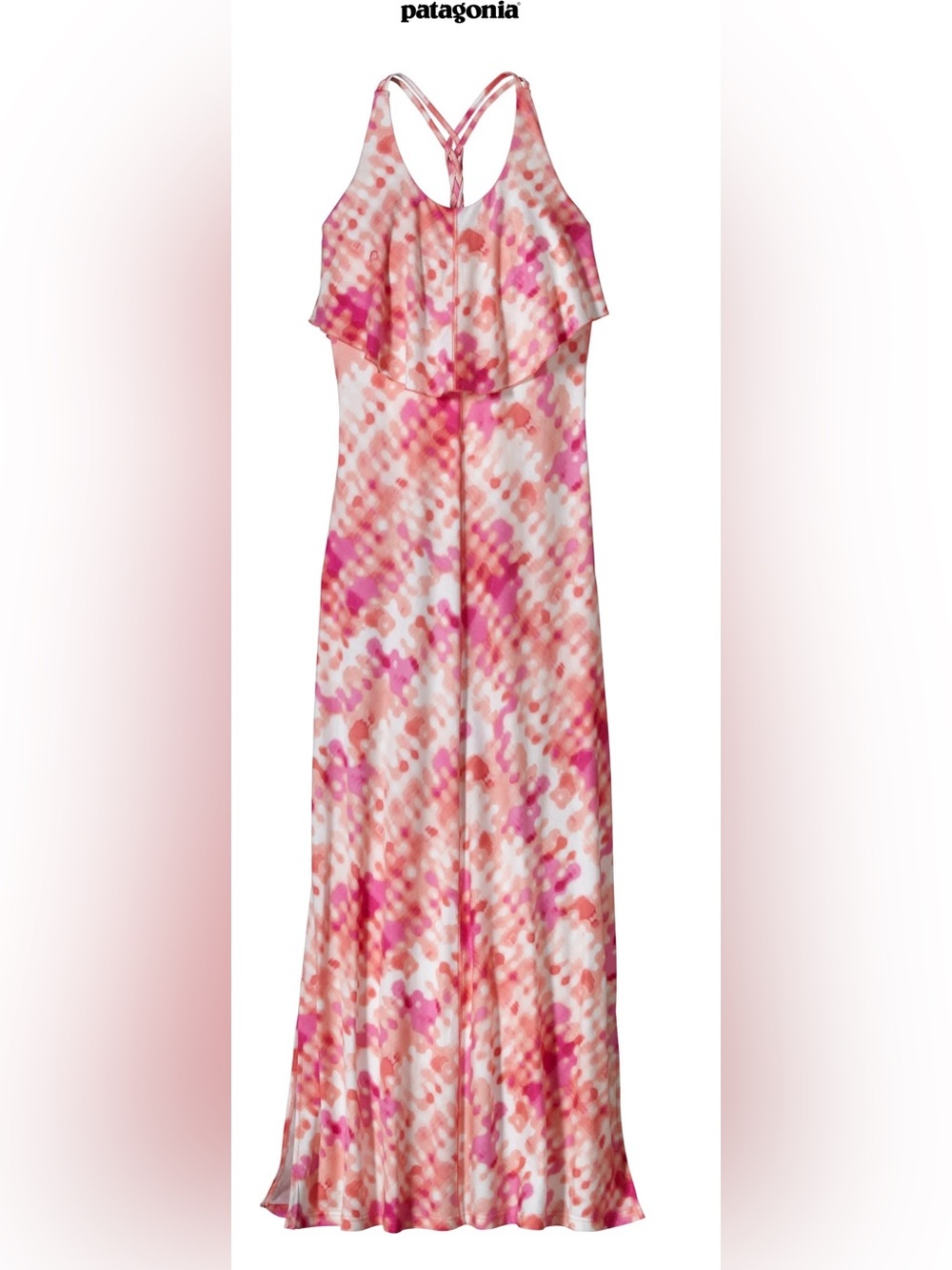 Patagonia Folly Beach Pink & Coral Racerback Maxi Dress Sz M